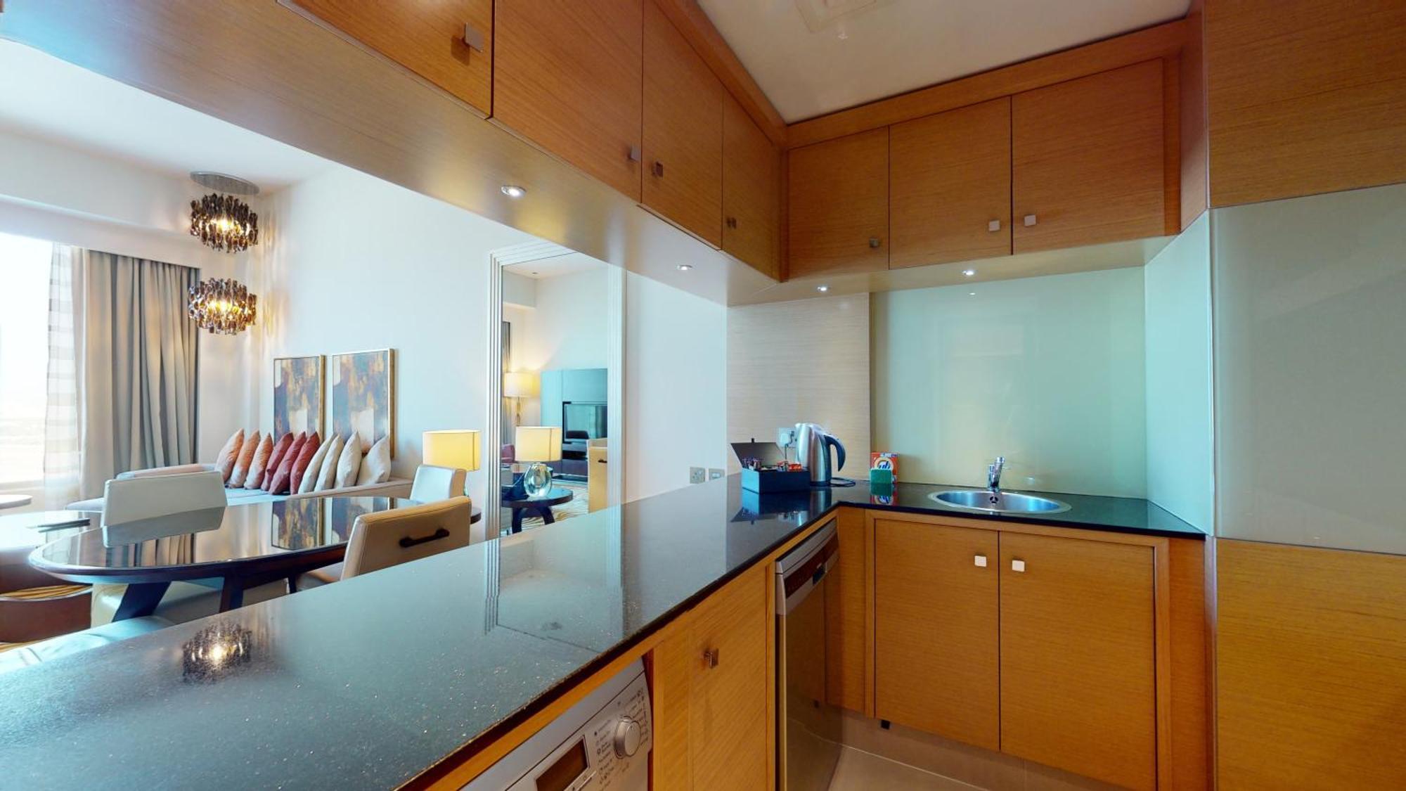 Marriott Executive Apartments Al Jaddaf, Dubaj Exteriér fotografie A kitchen in a serviced apartment